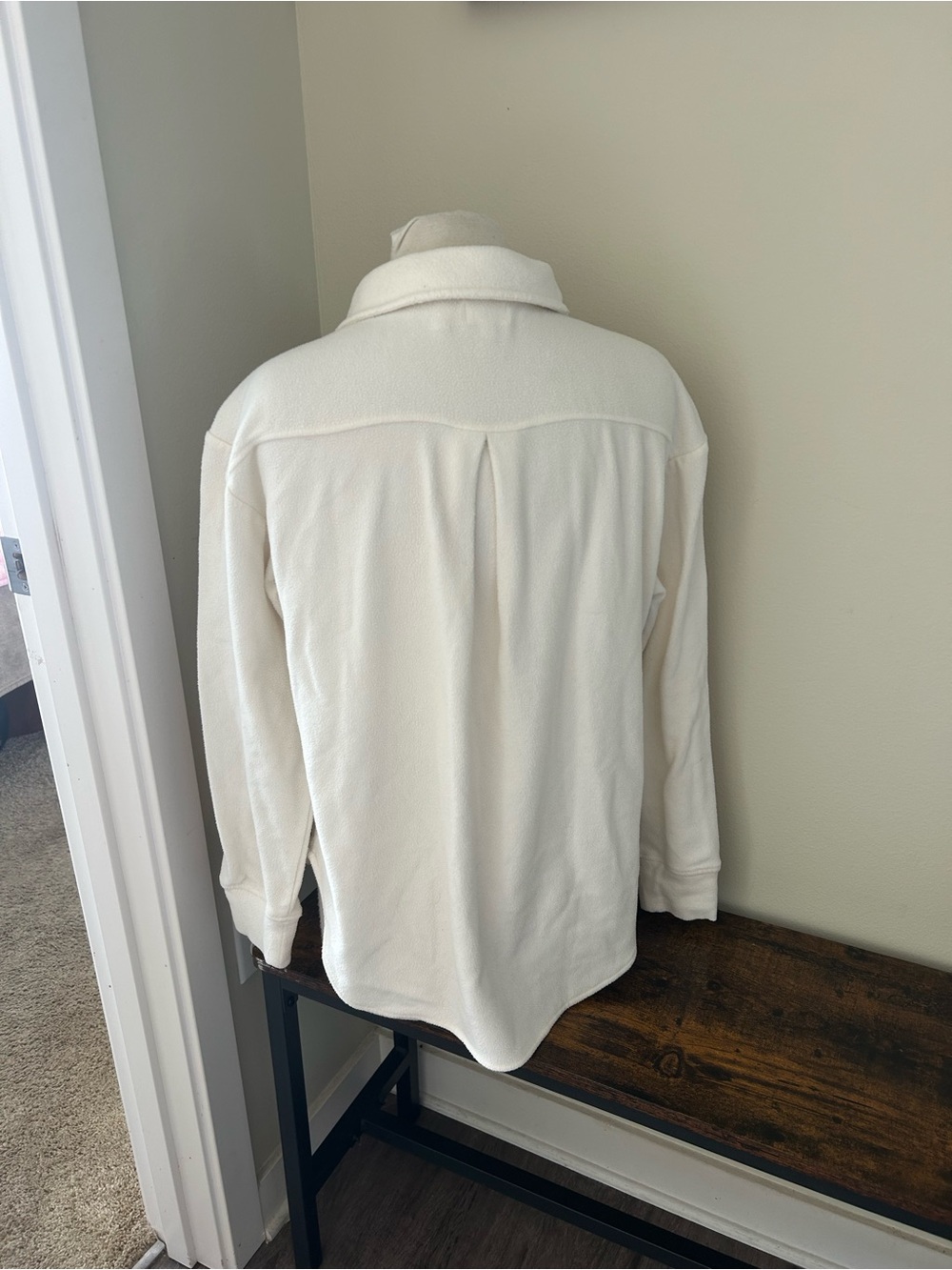 Cream Button-Up Shacket Jacket - Picture 2 of 2